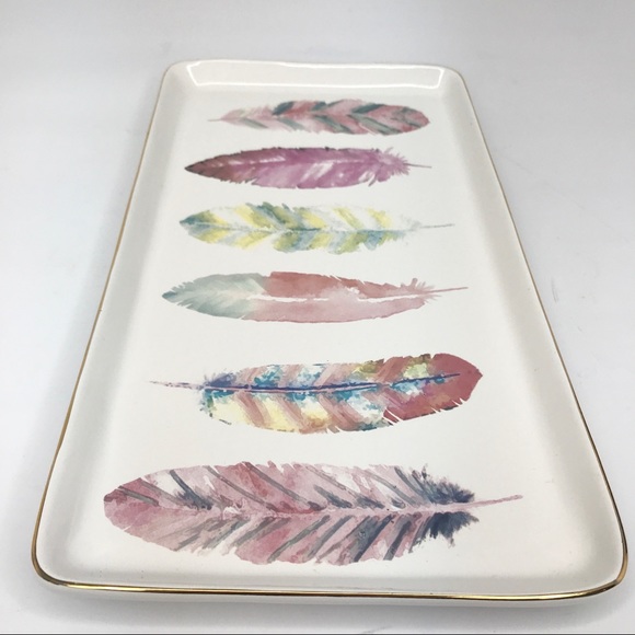 Ceramic Tray with Colour Feathers
